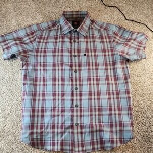 Vintage Quicksilver Button‎ Up Shirt Plaid Short Sleeve Collared Size Small